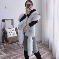 MWFur Fashion Étole en fourrure blanche d'hiver, châle de luxe en fourrure, écharpes en fourrure de renard avec queues pour femmes, étole en poils de renard