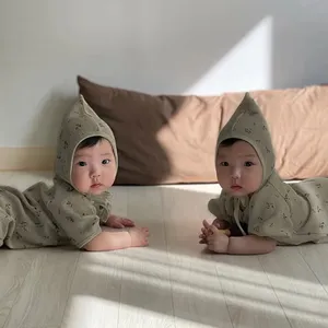 Mono de bebé de verano, ropa de bebé mono masculino y femenino bebé impreso triángulo gateando ropa infantil y niño Ha Y