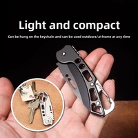 Mini couteau pliant léger pour porte-clés, lame de 6 cm, manche en acier inoxydable, couteau de camping, couteau EDC pour l'extérieur