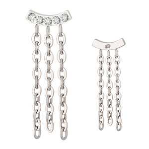 ASTM F136 Internally Threaded Top Cartilage Earring Piercing Jewelry Titanium CZ Chain Dangle Earrings Zircon Stone Children's - Product Image 6