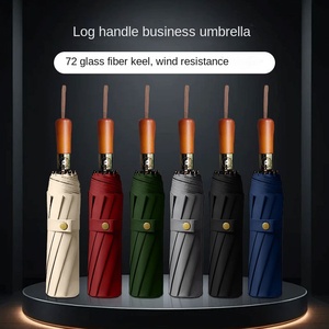 12 Bone Wooden Handle Business <b>Umbrella</b> Full-<b>Automatic</b> One-Button Opening Receiving Printable Advertising Manufacturers Spot - Product Image 2