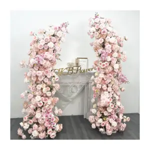 2024 Best Selling Product Artificial Flower Arch Pink Rose Flower Arch Wedding