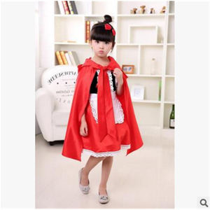 Disfraz de Caperucita Roja para niñas, vestido con capa roja, disfraz de Halloween, vestido de princesa de material de algodón - Product Image 1