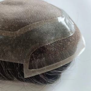 <span class=keywords><strong>Parrucca</strong></span> da <span class=keywords><strong>uomo</strong></span> modello P2-3-8, capelli a filo singolo con NPU, capelli indiani, onda naturale, 6 pollici di lunghezza, densità 120%, cuciture invisibili, sostituzione. - Product Image 2