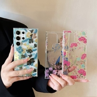 Coque personnalisée design IMD en acrylique transparent motif fleur pour Samsung S25 Ultra S24 Plus S23FE Coque de téléphone Beautiful Blazing Flowers