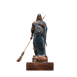 <b>Copper</b> And Gold Years Red-faced Guan Gong <b>Copper</b> Sculpture Handmade Figure <b>Table</b> Ornament Living Room Decor - Product Image 1