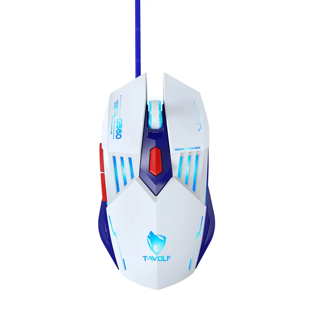 TWOLF G560 new Original mouse Dedicated Wired Game Mouse Optical 6D Gaming Mouse LED light white mice