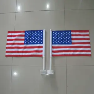 Dekorasi JARMOO 12x18 inci tahan lama dua sisi tiang kuat spanduk Amerika bendera mobil Amerika Serikat bendera pemilihan