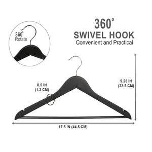 Cintres en bois noir mat Owentek pour <span class=keywords><strong>commande</strong></span> en gros avec crochets argentés – Cintres robustes en bois pour costumes, manteaux et vestes - Product Image 3