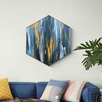 Pintura abstrata de tela com quadro arte de parede hexagonal