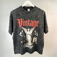T-shirt en coton imprimé numériquement avec motif main squelette dorée, autocollants personnalisés, effet délavé, pour ma collection de vêtements