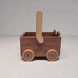 Cesta de almacenamiento de madera maciza hecha a mano con asa, bonito accesorio de oso de escritorio <span class=keywords><strong>para</strong></span> artefactos cosméticos y artículos <span class=keywords><strong>para</strong></span> bebés - Product Image 3
