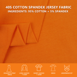 Tissu jersey simple en coton et élasthanne 40S, largeur 170 cm, 145 g/m², matière tricotée extensible pour t-shirts, hauts basiques, vêtements - Product Image 3