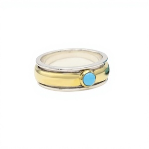 Sleeping Beauty Turquoise 925 Sterling Silver <b>Spinner</b> <b>Ring</b> Trendy Christian Handmade Gemstone Jewellery - Product Image 1