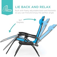 Chaise longue inclinable zéro gravité en acier allié réglable avec dossier en maille textilène, oreillers, porte-gobelets et plateaux, idéale pour la pêche légère, l'école et le parc