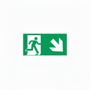 Uscita di emergenza verso il basso segno freccia destra-220 in alluminio luminescente * 120mm - Product Image 2
