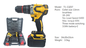 Perceuse à percussion sans fil portable 21V, 3 vitesses réglables, perceuse électrique rechargeable, <span class=keywords><strong>tournevis</strong></span> pour réparation domestique et bricolage - Product Image 5