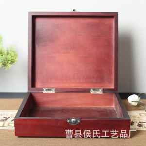 Flip Top Red <b>Pine</b> Wood Jewelry <b>Box</b> 28x15x10cm Solid Wood Storage Desktop Organizer - Product Image 1