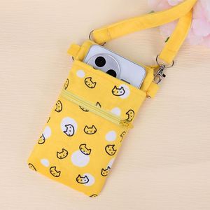 Customizable <b>Mini</b> Crossbody Canvas <b>Tote</b> <b>Bag</b> with Zipper Closure Interlayer Fashionable Cute Design for Mobile Phone Gift Walk - Product Image 4