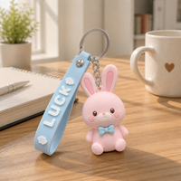 Porte-clés Lapin Porte-bonheur en Silicone Portable, Accessoire de Sac Dessin Animé, Cadeau de Remise de Diplôme ou d'Anniversaire pour Elle