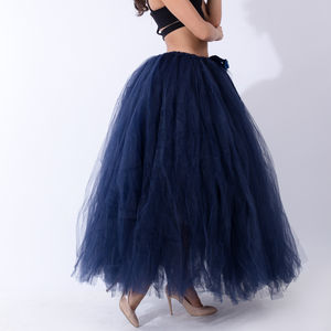 <span class=keywords><strong>Jupe</strong></span> Tutu en <span class=keywords><strong>Tulle</strong></span> tricotée à la main pour <span class=keywords><strong>femme</strong></span>, longueur au sol, décontractée, <span class=keywords><strong>jupe</strong></span> de demoiselle d'honneur avec nœud sur le devant - Product Image 2