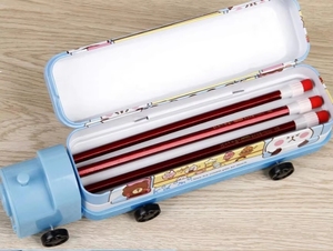 Trẻ em hai lớp Train thiết kế kim loại thiếc bút chì bút trường hợp bìa hộp - Product Image 3
