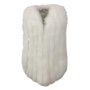 بلوزة نسائية شتوية أنيقة بفتحة رقبة على شكل حرف V معطف من الصوف بوجهين مع فرو ثعلب طبيعي سترة دافئة بلا أكمام - Product Image 2