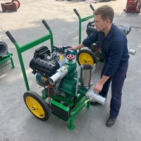 Pompe à eau diesel sur chariot à main de 6 pouces à grand débit, avec cadre en acier et roues pneumatiques, pour irrigation de champ et drainage d'urgence