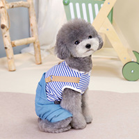 Vêtements rayés printemps/été pour animaux de compagnie, tenue pour chien Teddy, combinaison décontractée style coréen preppy avec bretelles, robe pour chat Ragdoll