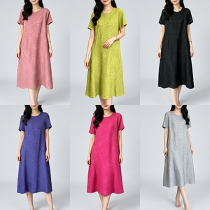 Productos de Gran Venta Verano 2026: Vestido Plisado de Manga Corta con Textura Floral 3D, Estilo Miyake, Alta Elasticidad, Talla Única para Mujer - Product Image 6