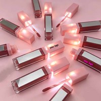 Gloss à lèvres LED avec miroir, logo personnalisé, végan, haute qualité, rouge à lèvres liquide waterproof, non collant, tubes de gloss à lèvres vides