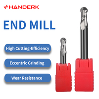 HANDERK Venta en Stock 2 Flauta Ballnose Fresa Sin recubrimiento Hrc55 Juego de fresas de punta de bola para máquina herramienta CNC