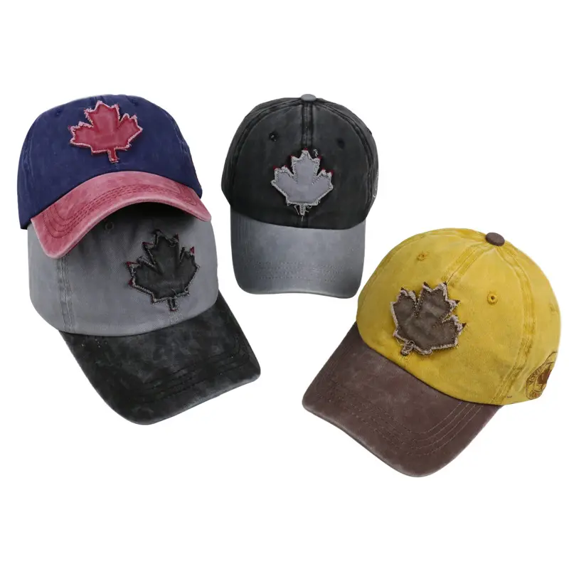 หมวกเบสบอลปักลายสไตล์แคนาดาสำหรับผู้ชายผู้หญิง,ปีกบิลล์หมวกตกปลาลายใบเมเปิ้ลโตรอนโตสีดำปี1945