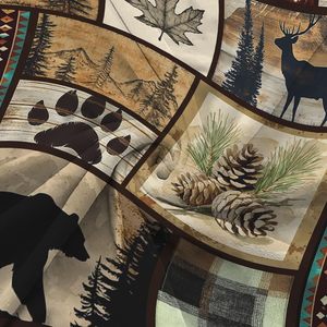 Bzhilja Luxury Rustic Cabin <b>Throw</b> Blankets Country Antique Bear Moose Forest Vintage Wood Cozy Warm Bed <b>Couch</b> Blanket Hunting - Product Image 2