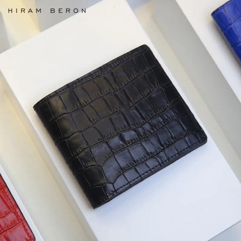 Hiram Beron กระเป๋าสตางค์มีช่องใส่บัตรทำจากหนังสไตล์อิตาลี,คุณภาพสูงกำหนดได้เองสำหรับผู้ชาย