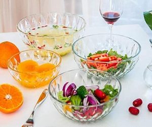 Bol à salade rond <span class=keywords><strong>en</strong></span> <span class=keywords><strong>verre</strong></span> transparent avec <span class=keywords><strong>petit</strong></span> motif diamant, idéal pour la cuisine et la restauration, parfait pour les salades et la pâtisserie - Product Image 2