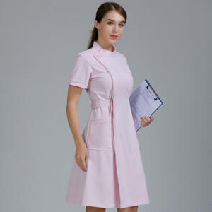 Uniforme médico blanco con cuello en V para mujer, Túnica con 2 bolsillos CVC, uniforme de enfermera de Hospital, Tops y pantalones de diseño - Product Image 5