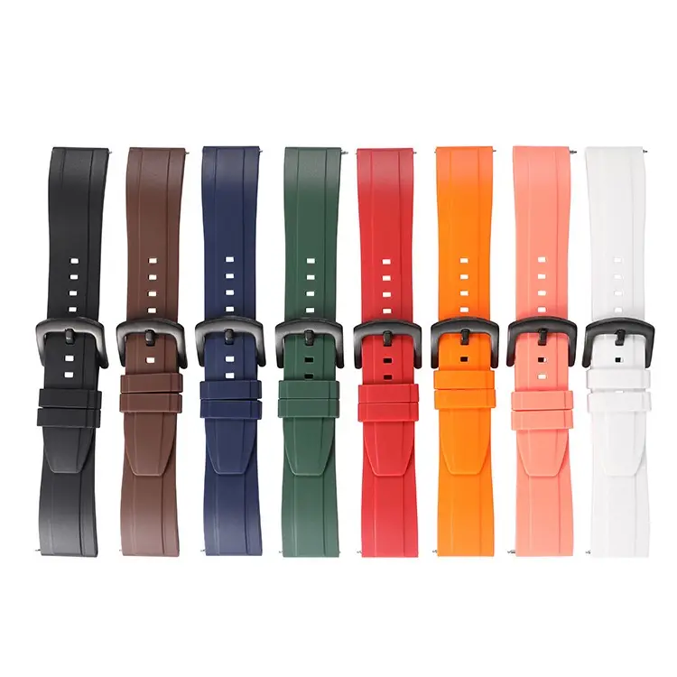 Pulseira esportiva de borracha de silicone para relógio, pulseira de pulso de 20 mm com barra de mola de liberação rápida, preto, verde, laranja e azul, 22 mm
