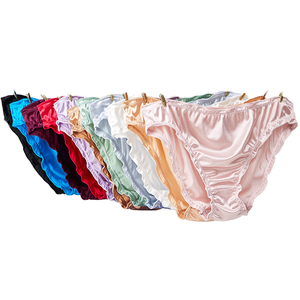 Slip Donna Senza Cuciture Taglio Alto Sottile in Maglia Solida Plus Size con Seta Ghiaccio e Raso - Product Image 1