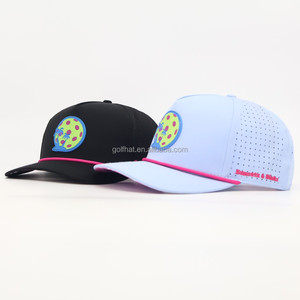 Custom Design <b>Waterproof</b> 5 Panel Baseball Cap Hydro Breathable Golf <b>Hat</b> with Rubber Logo Laser Cut Perforated Rope for outdoor - Product Image 3