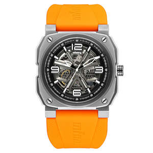 Women's Luxury Skeleton Mechanical Sport <b>Watch</b> 100m Waterproof Carbon Fiber <b>Case</b> 24mm Rubber Band Wristband with Diver Feature - Product Image 5