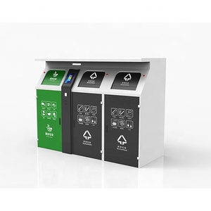 Contenedores de <span class=keywords><strong>basura</strong></span> inteligentes para exteriores de 3 compartimentos con pantalla LCD, dispositivo de recogida de residuos con puerta abierta automática inteligente - Product Image 3