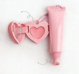 MLM customizable Heart Shaped Mirror Pendant Breathable <b>Lip</b> Gloss, Pink Tube, High Pigment Hydrating Glossy Vegan <b>Lip</b> Oil - Product Image 1