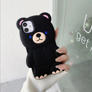 3D mignon ours <span class=keywords><strong>Kawaii</strong></span> dessin animé Silicone <span class=keywords><strong>téléphone</strong></span> portable couverture arrière étui pour fille Iphone 6 7 8 Plus X XS XR 11 12 13 14 15 Pro MAX - Product Image 3