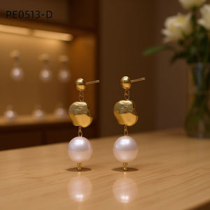 เอมี่ เอมี่ต่างหูมุก มุกเทียมทรงกลม ชุบทองชมพู ต่างหูแบบห้อยสำหรับผู้หญิง สวมใส่ได้ทุกวัน สไตล์คลาสสิก - Product Image 3