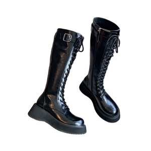 Xinzirain personnaliser à la main plate-forme augmentant la hauteur talon épais bout rond à lacets genou haute équitation bottes pour femmes - Product Image 1