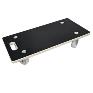 Four-Wheel Plywood Platform Cart Black <b>Portable</b> Transport <b>Trolley</b> With Silent Wheels For Heavy Duty Use - Product Image 3