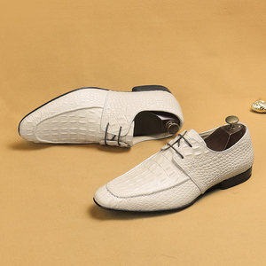 Nouveauté Chaussures en cuir à bout rond de style européen à motif crocodile pour hommes Chaussures derby en cuir véritable - Product Image 2
