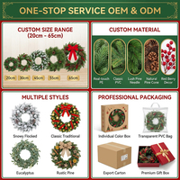 Couronne de Noël Rouge et Vert Foncé de 25 cm, Vente en Gros 2026, Pendentif de Noël de Haute Qualité, Populaire et Durable, Décoration pour Arbre de Noël