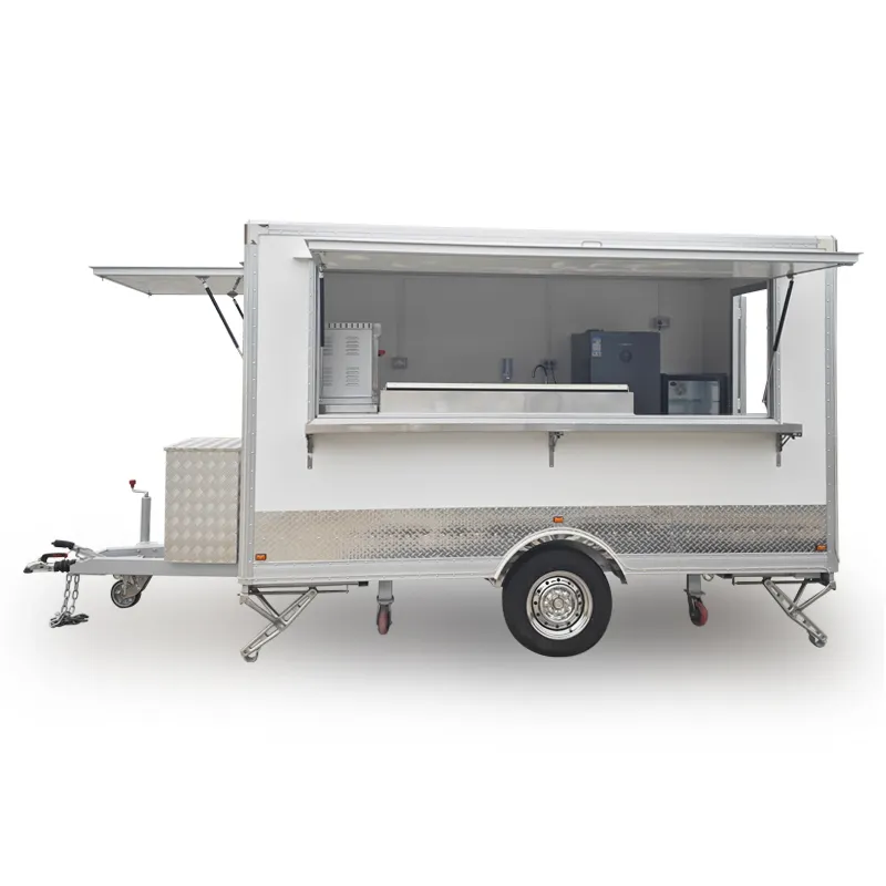 Jenis van kotak putih trailer katering seluler truk Makanan Cepat